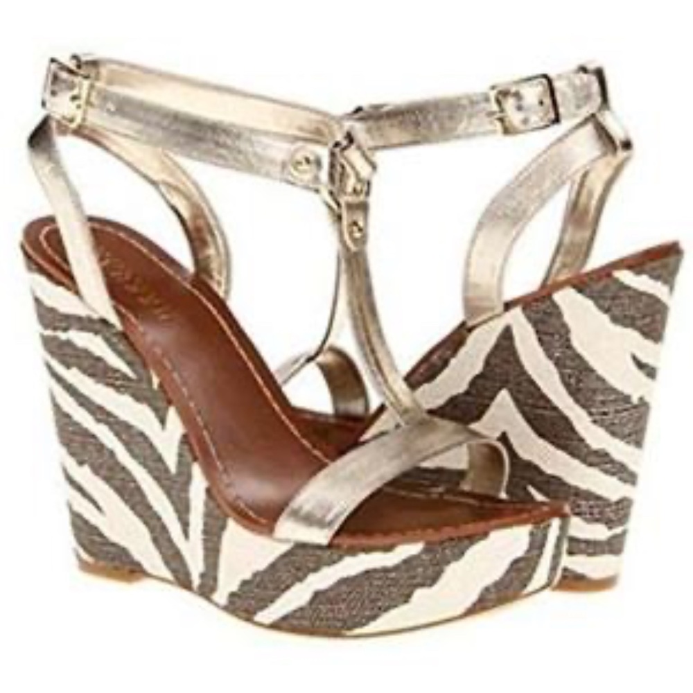Ralph Lauren Disha Platform Wedge Sandals Heels Leather